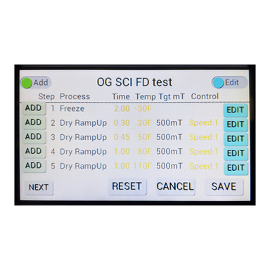 Harvest Right Large Scientific Freeze Dryer Screen Interface Detail