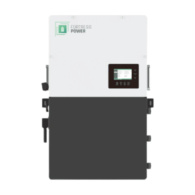 Front view of the Fortress True 12kW inverter with digital display panel, part of a comprehensive energy storage solution