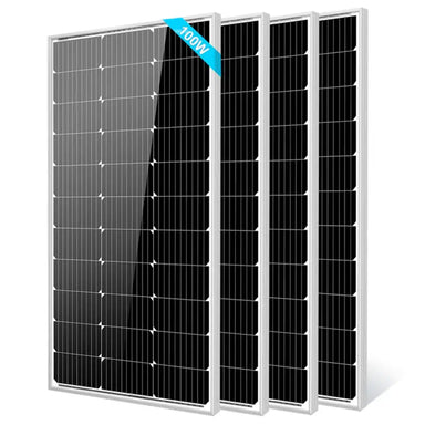 Four Sun Gold Power 100 Watt Monocrystalline Solar Panels in a bundle, perfect for DIY solar enthusiasts and small power systems.