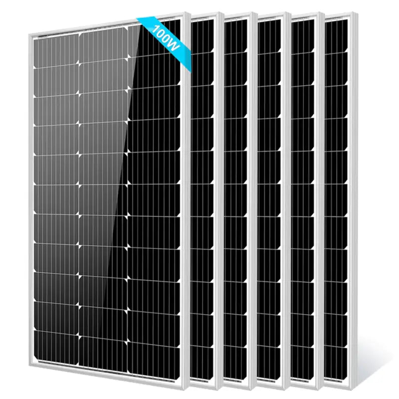 Six pack deal of Sun Gold Power 100 Watt Monocrystalline Solar Panels, combining value and performance for energy needs.