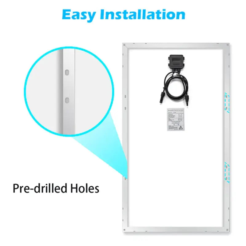 Graphical representation of the easy installation process for the Sun Gold Power 100 Watt Monocrystalline Solar Panel.