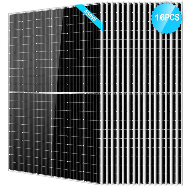 Set of 16 Sun Gold Power 450 Watt Monocrystalline PERC Solar Panels, efficient for large solar power installations