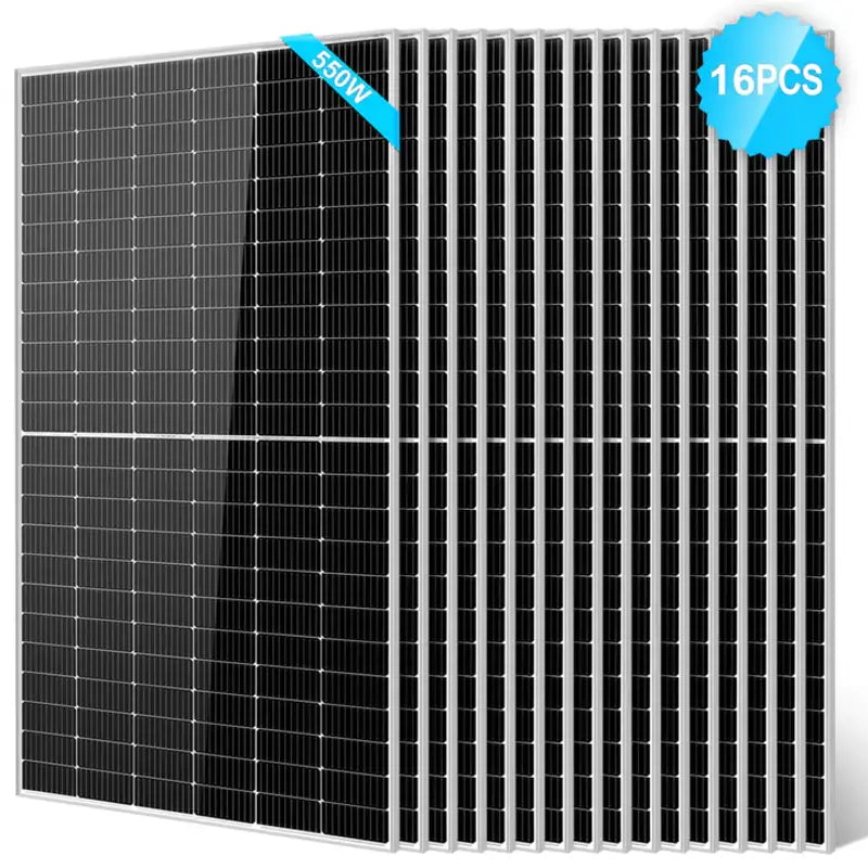 Bundle of 16 Sun Gold Power 550 Watt Monocrystalline PERC Solar Panels for large-scale energy systems