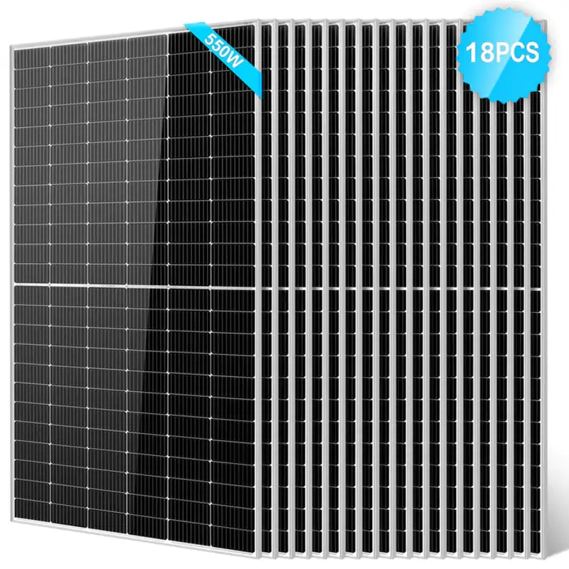 Set of 18 Sun Gold Power 550 Watt Monocrystalline PERC Solar Panels for commercial solar solutions