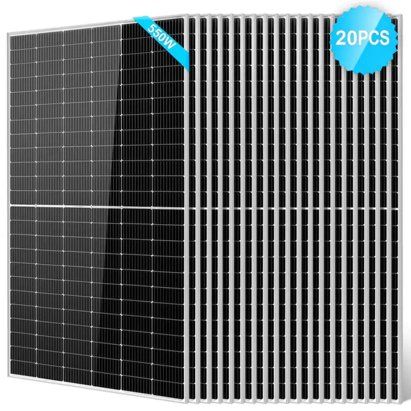 Pack of 20 Sun Gold Power 550 Watt Monocrystalline PERC Solar Panels, high efficiency for solar installations