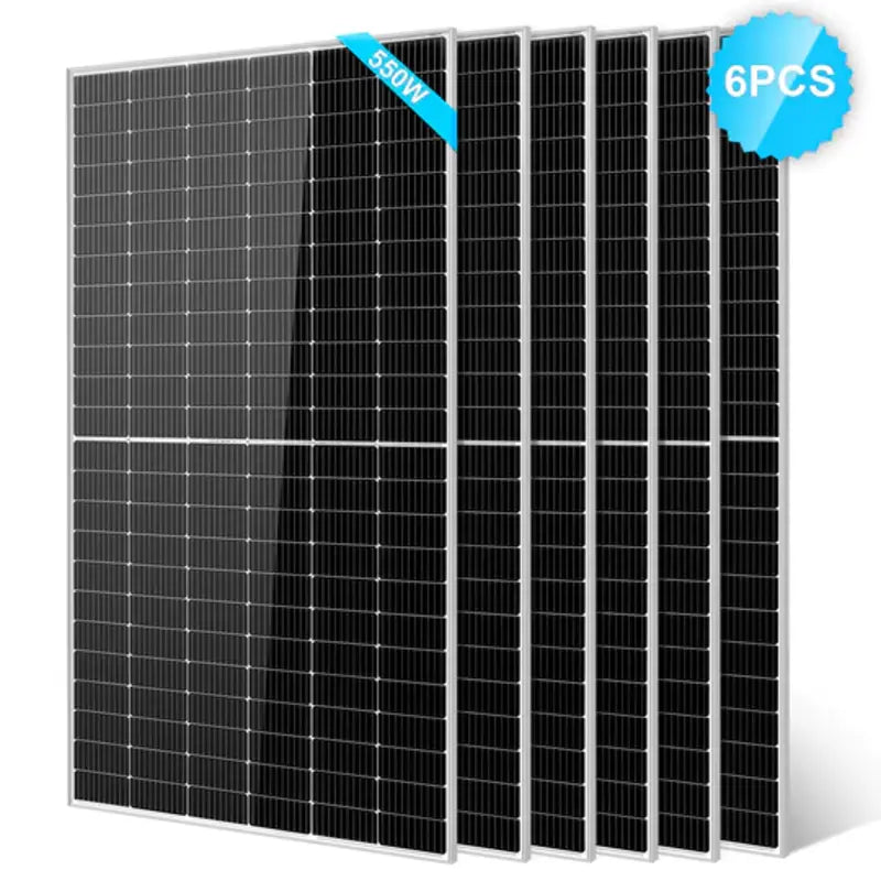 Kit of 6 Sun Gold Power 550 Watt Monocrystalline PERC Solar Panels, efficient and reliable for home solar setups