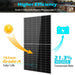 Detail of Sun Gold Power 550 Watt Monocrystalline Solar Panel showing 21.3% higher efficiency and Grade-A cell quality for maximized solar energy conversion