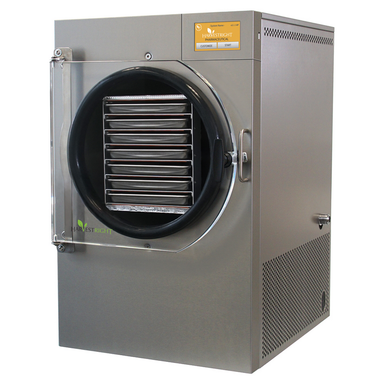 Angled View of Harvest Right Medium Pharma Freeze Dryer in Stainless Steel