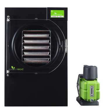 Sleek Black Harvest Right Medium Pro Freeze Dryer with Premier Industrial Vacuum Pump for Advanced Food Preservation