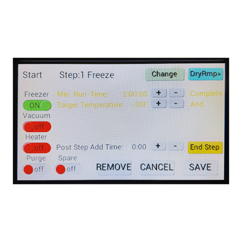 Close-Up of Harvest Right Scientific Pro Medium Freeze Dryer Touch Screen Display Interface