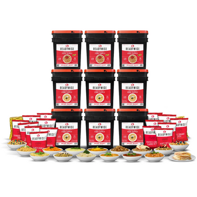 Cover Image of ReadyWise 1080 Servings Emergency Food Kit, Showcasing the Variety of Long Shelf-Life Meals