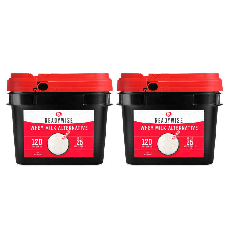 Twin Canisters of ReadyWise Whey Milk Alternative with 120 Servings for Emergency Preparedness