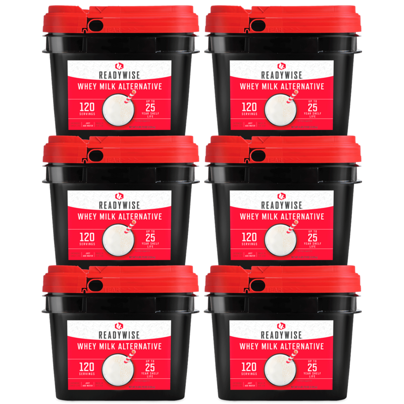 Six-Pack Canisters of ReadyWise 120 Servings Whey Milk Alternative for 25-Year Shelf Life Nutrition