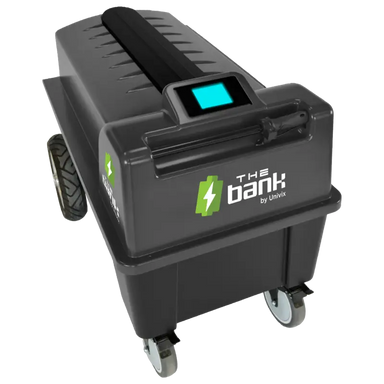 Univix The Bank Mobile Power Solution with a digital screen display, indicating current power status